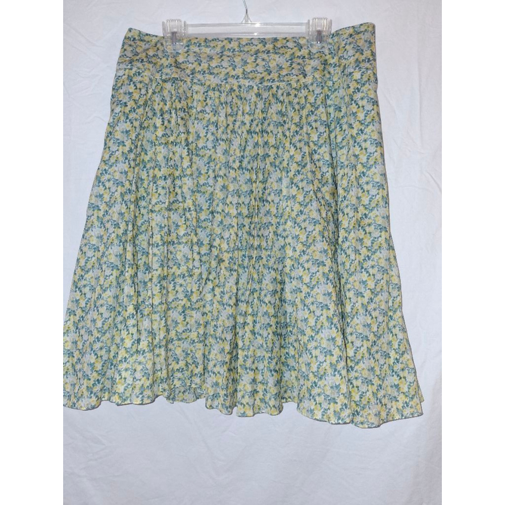 Talbots Yellow and Blue Floral A-Line Skirt